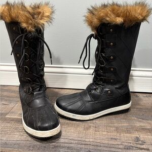 Women's Black & Faux Fur Winter Boots